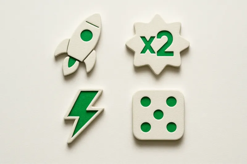 Grid of instant game symbols on cream linen background
